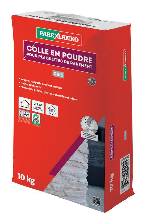 COLLE POUDRE PLAQUETTES DE PAREMENT GRIS 10KG